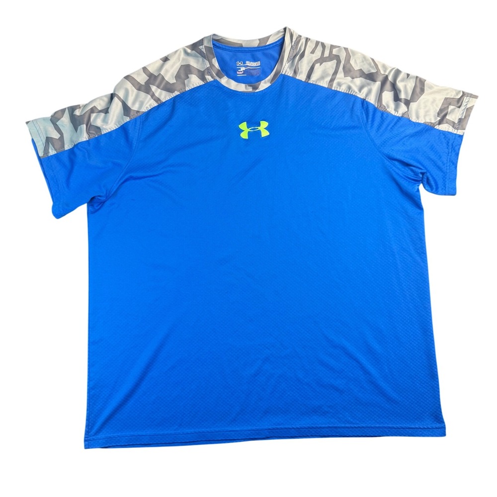 Under Armour‎ Men's 2XL Blue Camo Athletic T-Shirt HeatGear Performance Golf